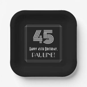 45. Geburtstag — Art Deco Inspiriert Look "45" + Pappteller
