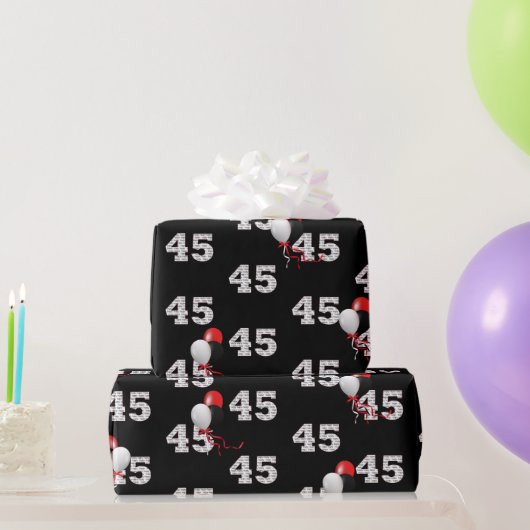 45. Geburtstag Ballon Bouquet Wrapping Paper Geschenkpapier (Partygeschenke)