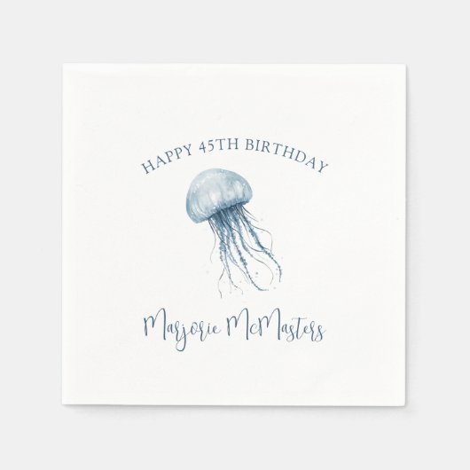 45. Geburtstag Einfache Küstenqualle Custom Serviette (Vorderseite)