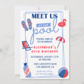 45. Geburtstag Einladungen Pool Party Sommer (Vorderseite)