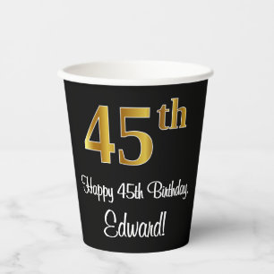 45. Geburtstag - Elegante Luxuriöse Imitate Gold L Pappbecher