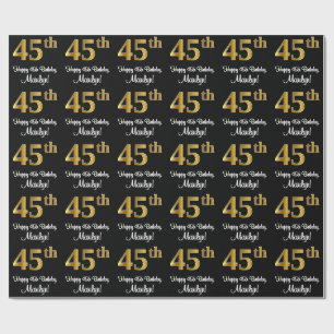 45. Geburtstag: Elegante Luxuriöse Imitate Gold Lo Geschenkpapier