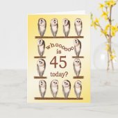 45. Geburtstag, Eulenkarte. Karte (Gelbe Blume)
