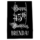 45. Geburtstag: Extravagant, elegant, Script + Ind Mittlere Geschenktüte (Rückseite)