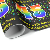 45. Geburtstag: Farbige Musiksymbole, Regenbogen 4 Geschenkpapier (Rolleneckpunkt)