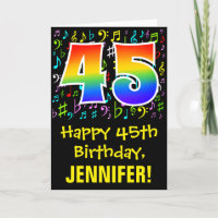 45. Geburtstag: Farbige Musiksymbole + Regenbogen