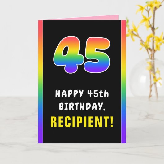 45. Geburtstag: Farbiger Regenbogen # 45, Individu Karte (Gelbe Blume)