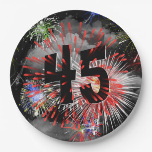 45. Geburtstag Feuerwerk in Wolken Pappteller