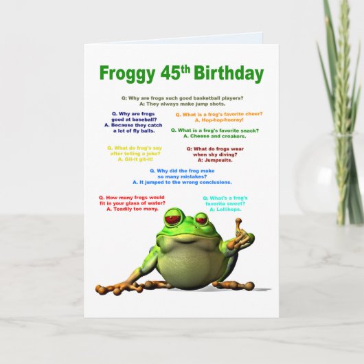 45. Geburtstag, Froschwitze Karte (Vorderseite)