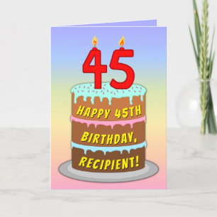 45. Geburtstag — Fun Cake & Candles, w/Individuell Karte