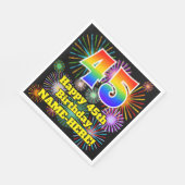 45. Geburtstag: Fun Fireworks Pattern + Rainbow 45 Serviette (Ecke)