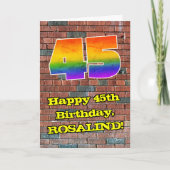 45. Geburtstag: Fun Graffiti-Inspiriert Regenbogen Karte (Vorderseite)