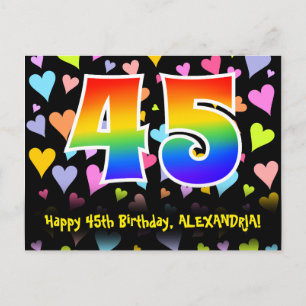 45. Geburtstag: Fun Hörmuster, Regenbogen 45 Postkarte