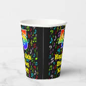 45. Geburtstag: Fun Musiknotens Pattern, Regenboge Pappbecher (Rechts)