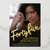 45. Geburtstag goldenes Foto Folieneinladung (Vorderseite)