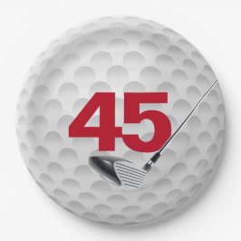 45. Geburtstag Golf Ball Design Paper Plate Pappteller