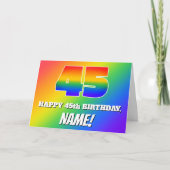 45. Geburtstag: mehrfarbiges Regenbogenmuster # 45 Karte (Vorderseite)