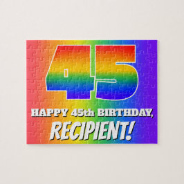 45. Geburtstag — mehrfarbiges Regenbogenmuster "45 Puzzle
