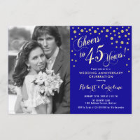 45. Geburtstag mit Foto - Sapphire Blue Gold