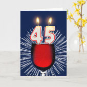 45. Geburtstag mit Wein und Kerzen Karte (Gelbe Blume)