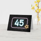 45. Geburtstag Neon Sign auf Ziegelmauer Karte (Gelbe Blume)