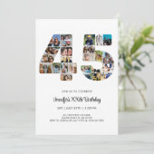 45. Geburtstag Nr. 45 Custom Foto Collage Einladung (Stehend Vorderseite)