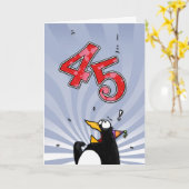 45. Geburtstag - Pinguin-Überraschungskarte Karte (Gelbe Blume)