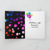 45. Geburtstag Rainbow Dots auf Black Karte (Innenseite)