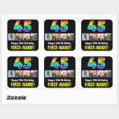 45. Geburtstag: Regenbogen "45"; benutzerdefiniert Quadratischer Aufkleber (Blatt)