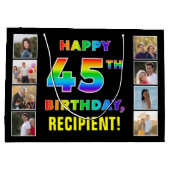 45. Geburtstag: Regenbogentext, benutzerdefinierte Große Geschenktüte (Rückseite)
