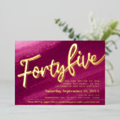 45. Geburtstag Rosa Foto Folieneinladung (Stehend vorne)