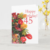 45. Geburtstag roter gelber Strauß Karte (Gelbe Blume)
