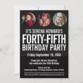 45. Geburtstag Schwarz-weißes Foto Einladung (Vorderseite)