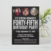 45. Geburtstag Schwarz-weißes Foto Einladung (Stehend Vorderseite)