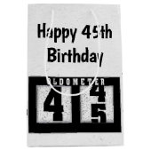 45. Geburtstag Schwarzes Odometer Mittlere Geschenktüte (Vorderseite)
