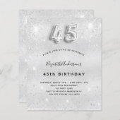 45. Geburtstag Silber Glitzer Einladung (Vorne/Hinten)