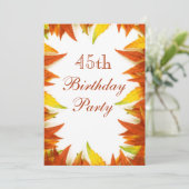 45. Geburtstags-Party-Herbst/Herbstlaub Einladung (Stehend Vorderseite)
