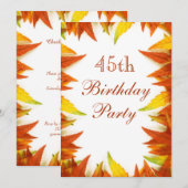 45. Geburtstags-Party-Herbst/Herbstlaub Einladung (Vorne/Hinten)