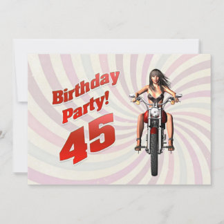 45. Geburtstagsfeier mit einem Mädchen auf einem M Einladung