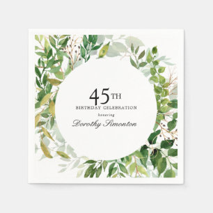 45. Geburtstagsfeier Modern Grün Botanisch Serviette
