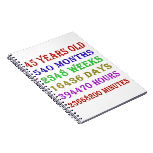 45. Geburtstagsfeiertage Notizblock (Rechte Seite)