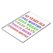 45. Geburtstagsfeiertage Notizblock (Linke Seite)