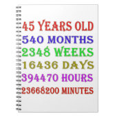 45. Geburtstagsfeiertage Notizblock (Vorderseite)