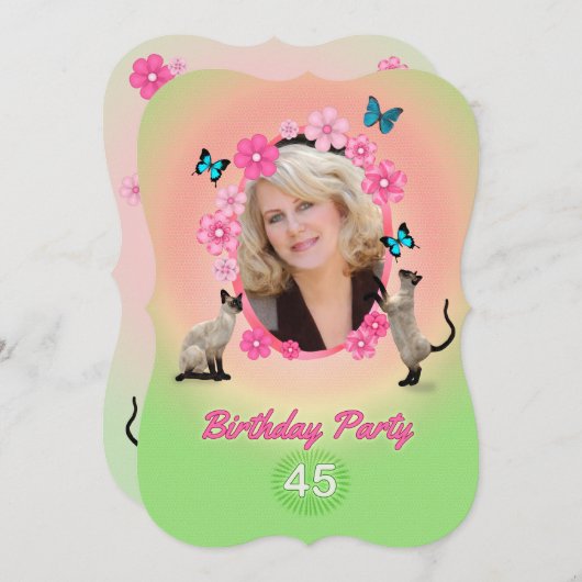 45. Geburtstagsparty Einladung (Vorne/Hinten)