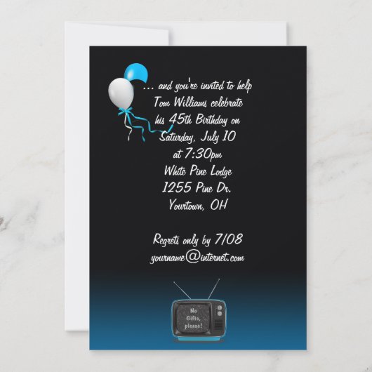 45. Geburtstagsparty Einladung (Rückseite)