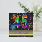 45. Geburtstagsparty Einladung mit Blasen (Stehend Vorderseite)