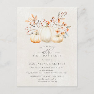 45. Geburtstagsparty White Pumpkin Herbstlaubs Einladungspostkarte