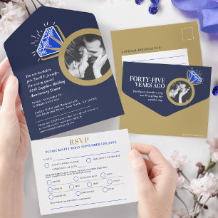 45. Hochzeitstag Abendessen Saphirring-Mahlzeit All In One Einladung