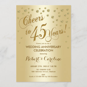 45. Hochzeitstag Einladung in Gold