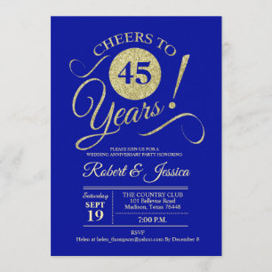 45. Hochzeitstag Gold Blue Saphire Einladung